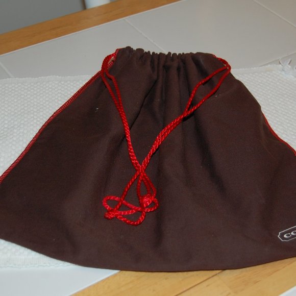 Coach Dust Bag 15" x 13" Brown W/ Red Drawstring - Picture 8 of 12